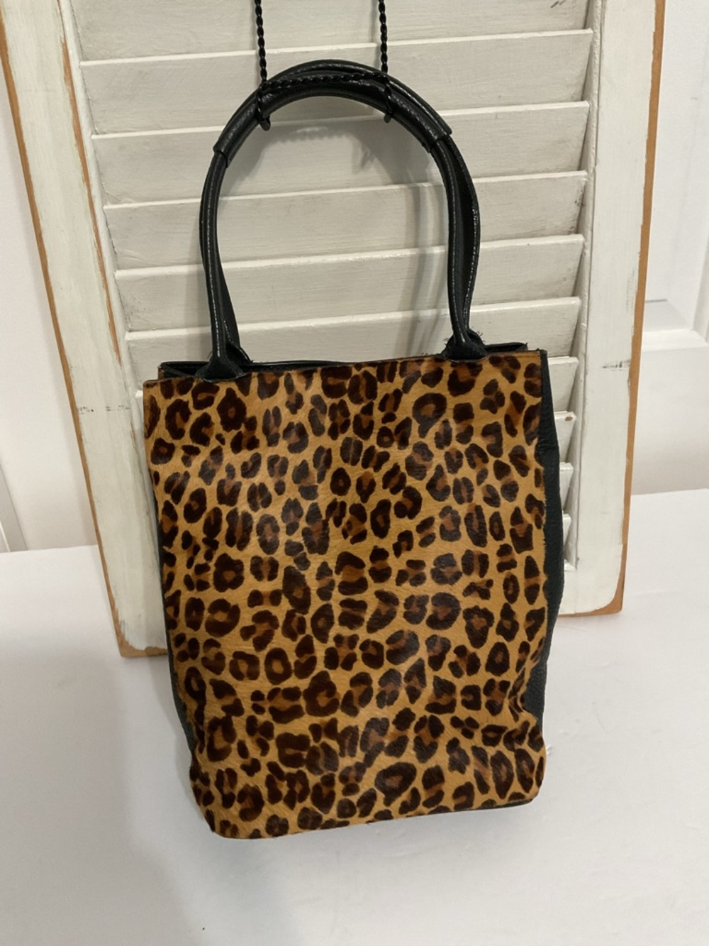 Talbots Leopard Print Tote Bag Calf Hair